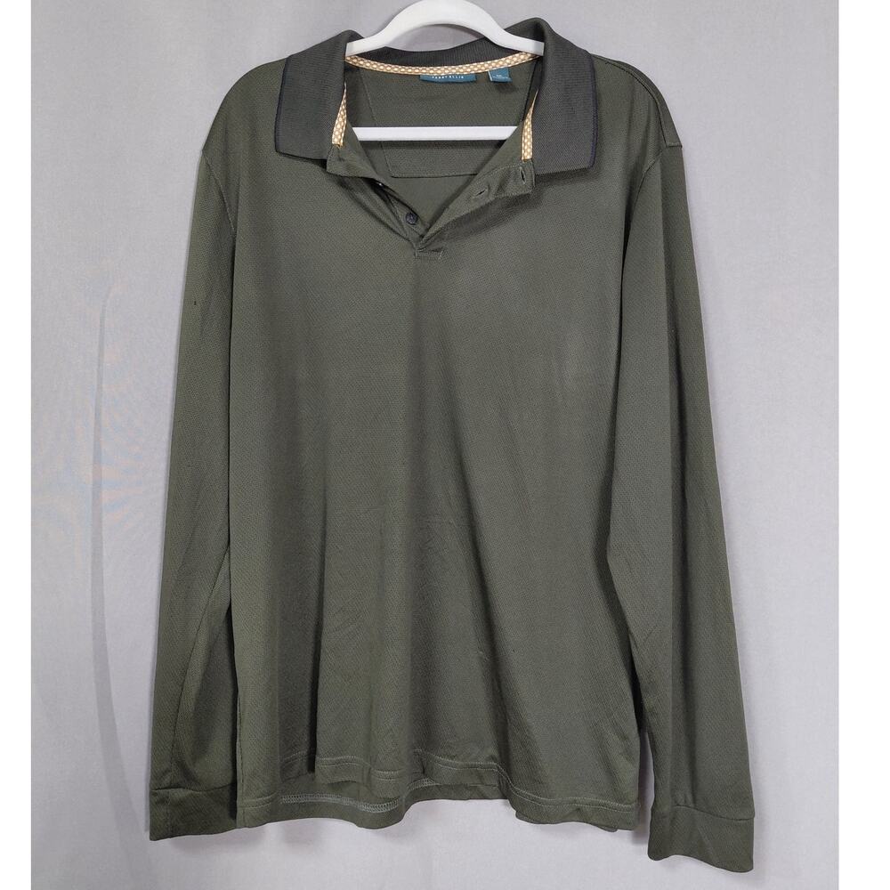 Perry Ellis Olive Green Knit Lightweight Breathable Pullover Men Size XXL